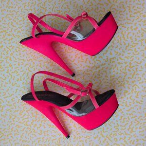 Luscious Neon Pink Glowing Platform Heels Size 7